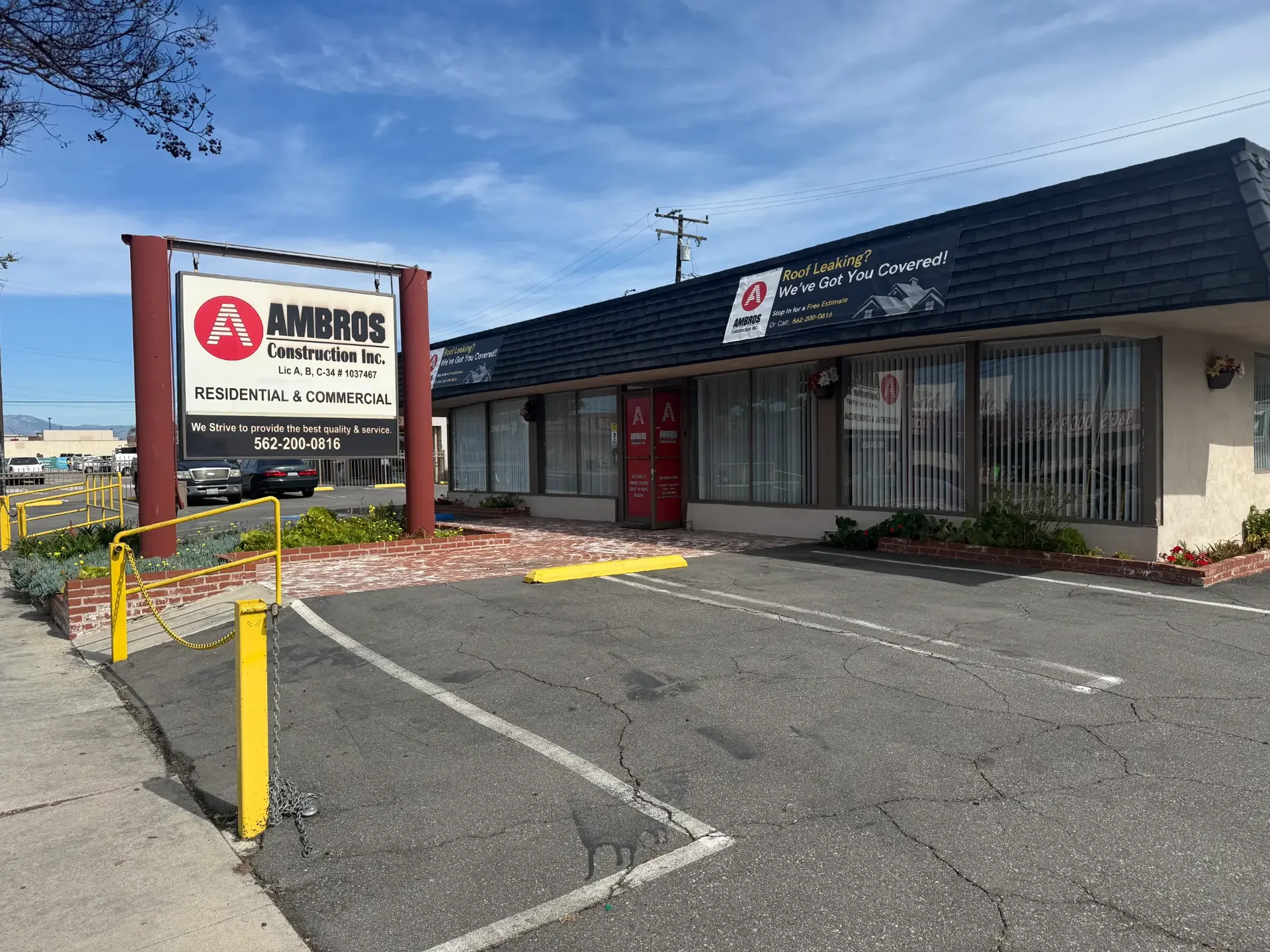 Ambros Construction Inc. office and signage in Norwalk, California